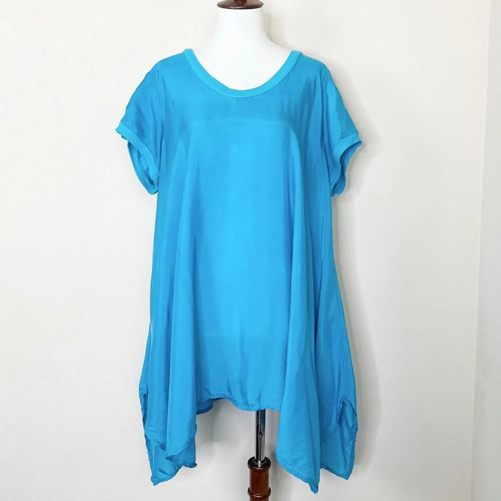 Johnny Was Pete & Greta Skyler‎ Short Sleeve Blouse in Turquoise
